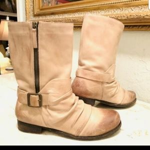 Vince Camuto Leather Tan Distressed Boots